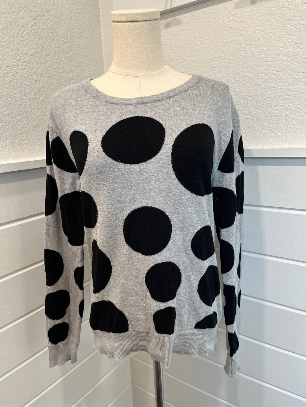 Grey and Black Polka Dot Womens Sweater